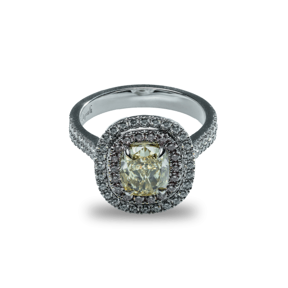 18kt wit goud/palladium, rose goud en geel gouden ring