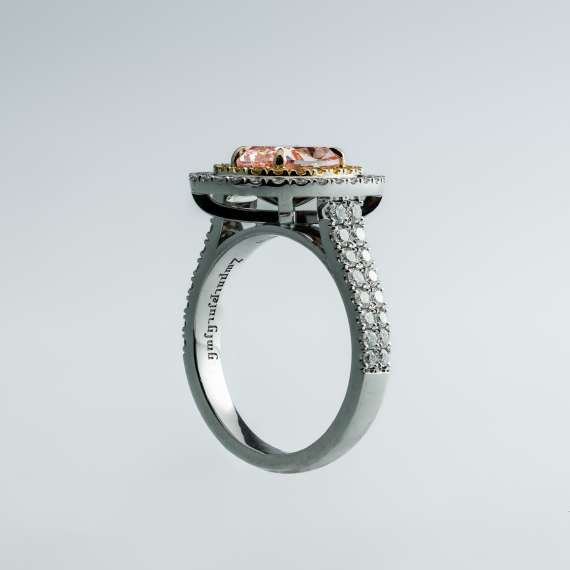 18kt wit goud/palladdium, geel goud en rose gouden ring - Afbeelding 3