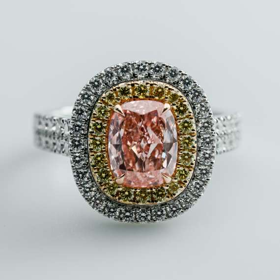 18kt wit goud/palladdium, geel goud en rose gouden ring - Afbeelding 2