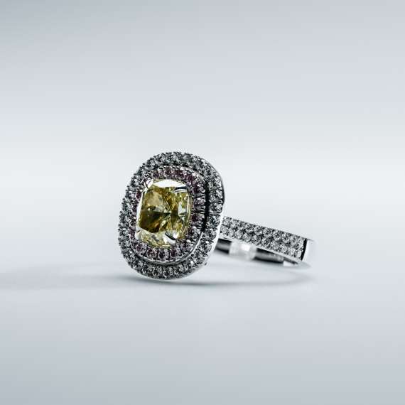 18kt wit goud/palladium, rose goud en geel gouden ring - Afbeelding 3