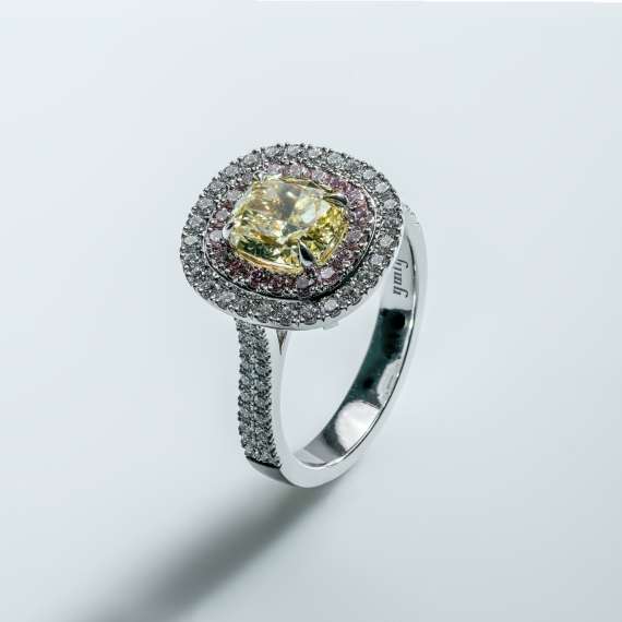 18kt wit goud/palladium, rose goud en geel gouden ring - Afbeelding 4