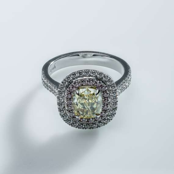 18kt wit goud/palladium, rose goud en geel gouden ring - Afbeelding 2