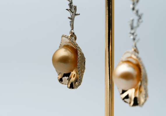 18kt geel gouden en 950 platina oorbellen - Afbeelding 4