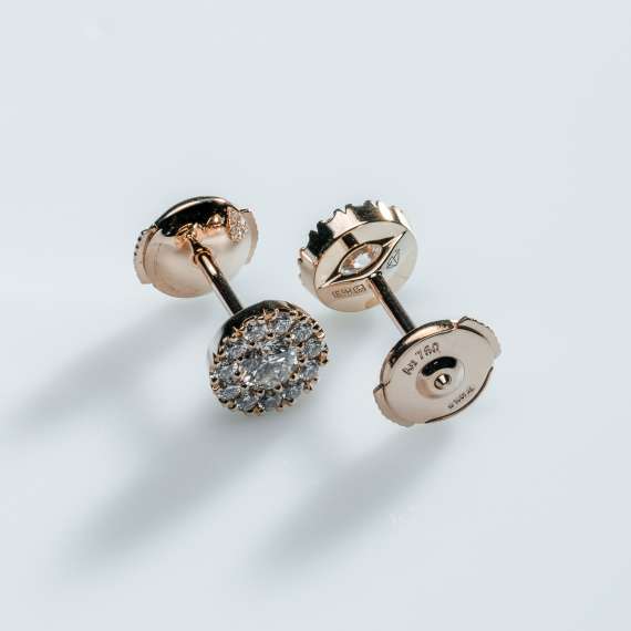 18kt wit/geel/rose gouden oorknoppen - Afbeelding 4