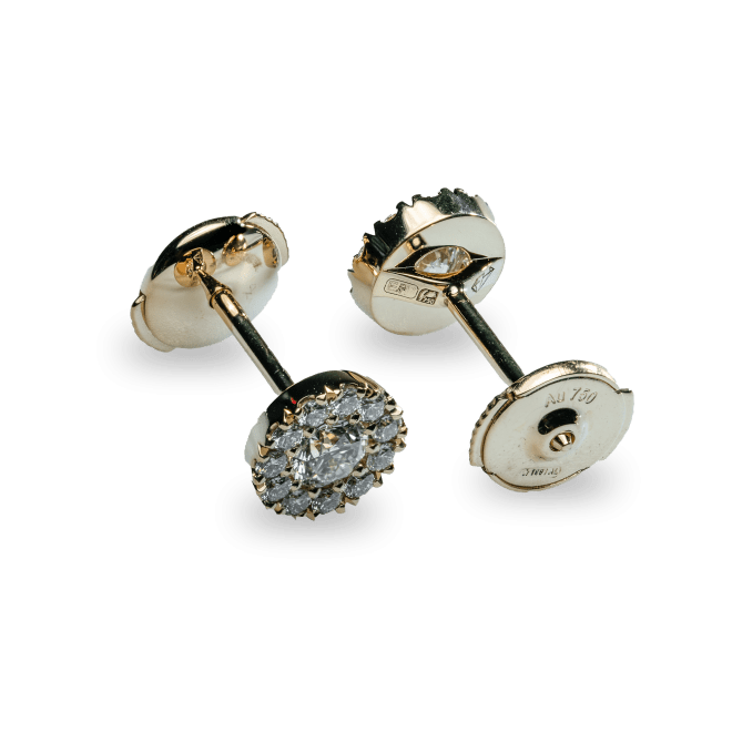 18kt wit/geel/rose gouden oorknoppen